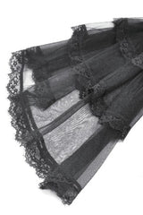 Black Stand Collar Trumpet Sleeves Multi-Layered Ruffled Lace Lace-Up Women's Gothic Wedding Dress - Product - 16