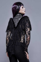 Black/Silver Triangle Jacquard Fabric Lace Fabric Feather Lace Women's Gothic Shawl - Product - 6