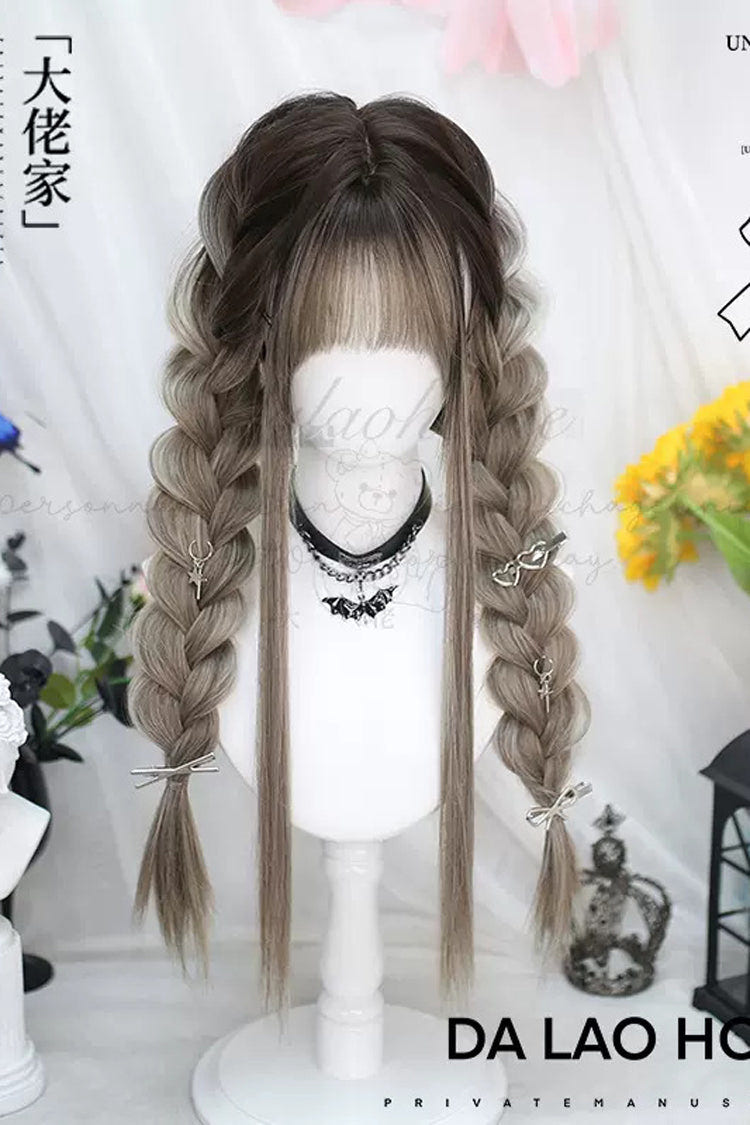 Beige/Gray Gradient Long Straight Sweet Lolita Wigs - Product - 2
