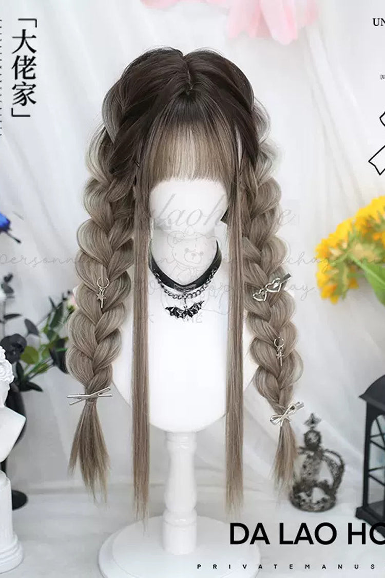 Beige/Gray Gradient Long Straight Sweet Lolita Wigs - Product - 2