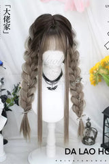 Beige/Gray Gradient Long Straight Sweet Lolita Wigs - Product - 2