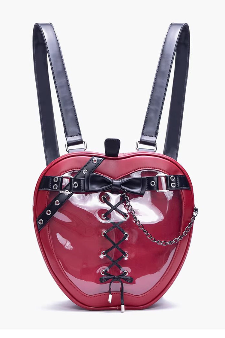 Red Bow Lace-Up Chain-Decorated Gothic Lolita Apple Itabag - Product - 4