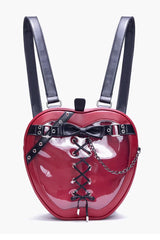 Red Bow Lace-Up Chain-Decorated Gothic Lolita Apple Itabag - Product - 4