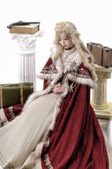 Red [Royal Coronation] Embroidered Sweet Gorgeous European Court Style Lolita Dress and Cape Set - Product - 9