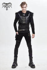 Black Asymmetric Chain-Decorated Men's Punk Belts - Black - 1
