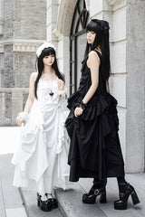 White [Dream] Sleeveless Ruffle Gothic Lolita Strap Dress - Product - 5