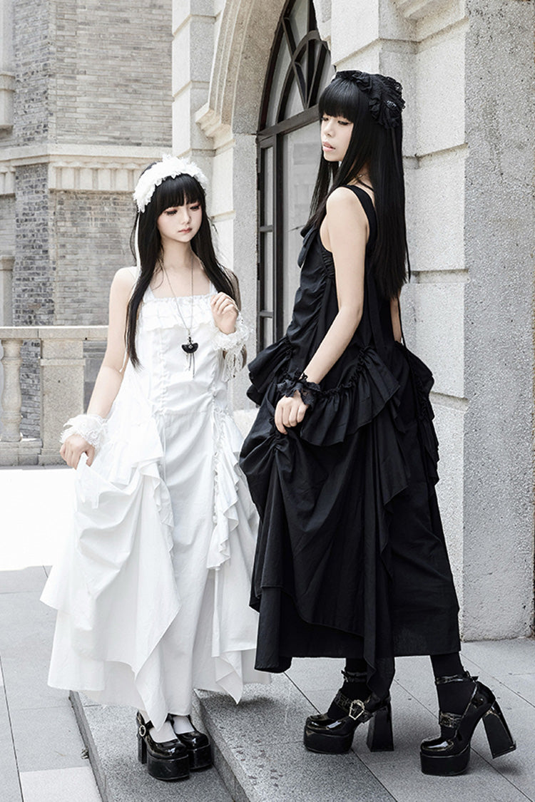 Black [Dream] Sleeveless Ruffle Gothic Lolita Strap Dress - Product - 4