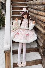 [Sweet Dream Bunny] Furry Bowknot Sweet Lolita Dress 2 Colors and 2 Versions - Product - 13