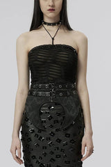 Sleeveless Ripped Womens Halterneck Gothic Corset 2 Colors - Black - 1