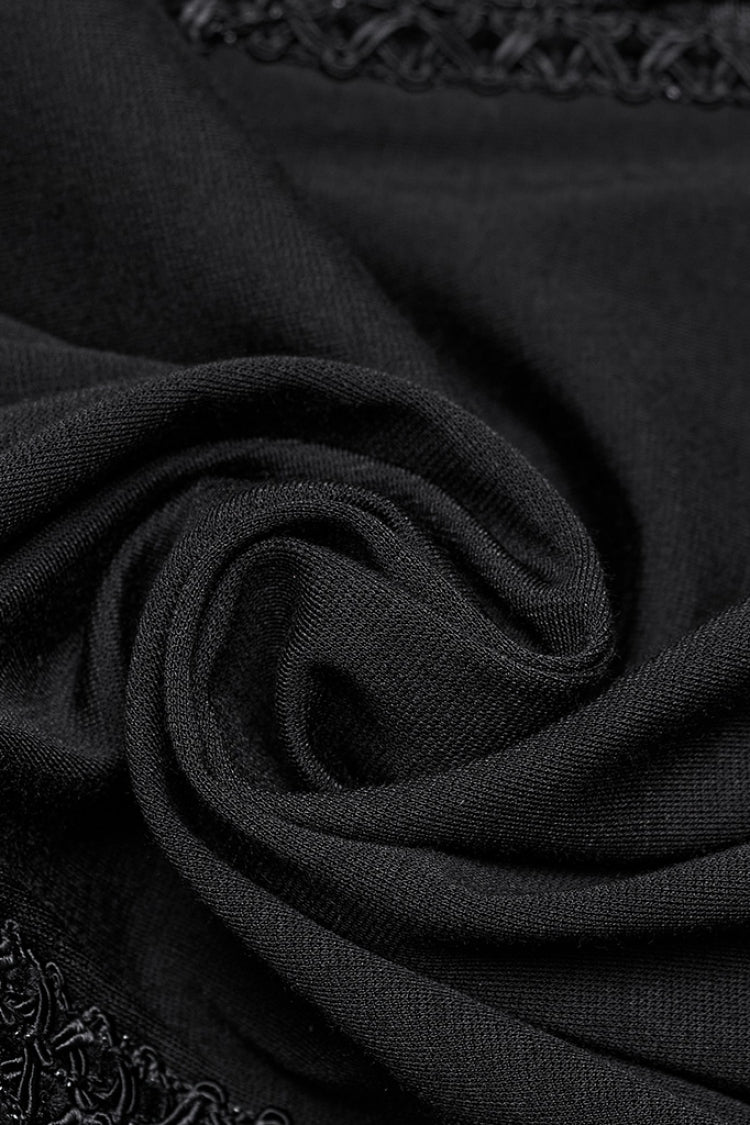 Black Sleeveless Plunging Sipder Stitching Mesh Women's Gothic Party Dress - Product - 7