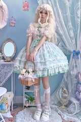 [Wave Candy] Triple-Layered Print Ruffle Bowknot Sweet Lolita Skirt 3 Colors - Product - 11