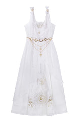 White [Aurelia of the Holy Light] Square Collar Printed Embroidered Chain-Decorated Sweet Elegant Lolita Dress - Dress(Only) - 13