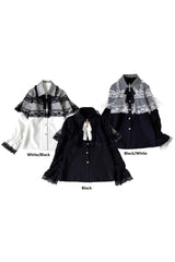 [Mist Veil] Long Sleeves Hollow Lace Jirai Kei Blouse 3 Colors - Black/White - 3