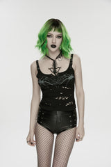 Black High Waisted Studded Women's Punk hot Shorts - Product - 1