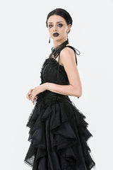 Black Floral Jacquard Lace-Up Women's Gothic Elegant Bustier - Product - 7