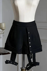Black/White Stand Collar Long Sleeves Bowknot Gothic Prince Ouji Lolita Blouse Shorts Swallowtail Vest Set - Shorts(Only) - 13
