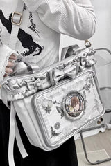 [Ballet Holiday] Ruffled Bow Sweet Japanese Crossbody Shoulder Lolita Itabag 10 Colors - Silver - 5