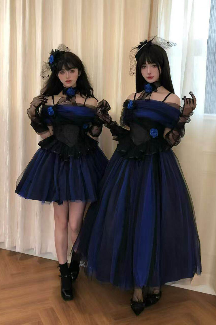 Klein Blue [Echo of Diana] Off Shoulder Ruffled Lace Gothic Lolita Dress - Product - 8