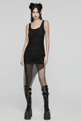 Black Off Shoulder Long Sleeves Irregular Hooded Women's Punk Dress - Product - 4
