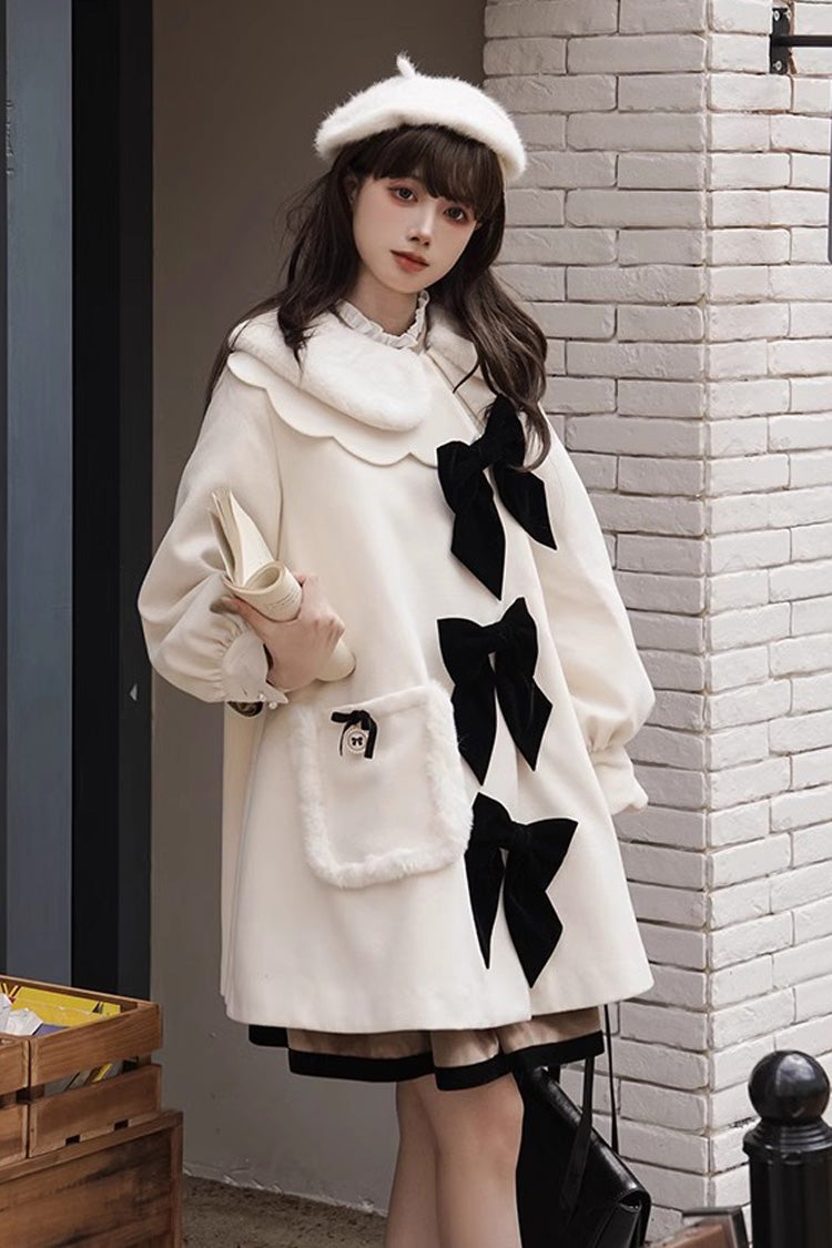 Ivory Petal Collar Long Sleeves Autumn Winter Sweet Princess Lolita Coat - Product - 4