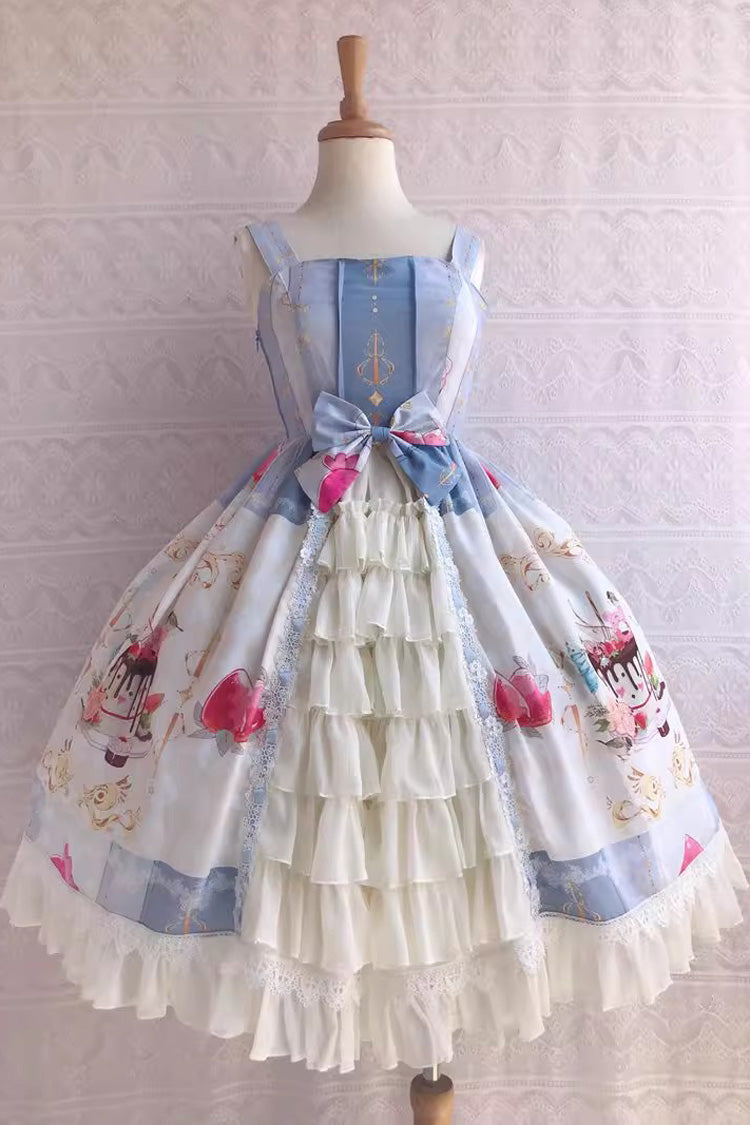 Coole zomerdessertprint met ruches vest en strik Zoet (alleen jurk) vooraanzicht