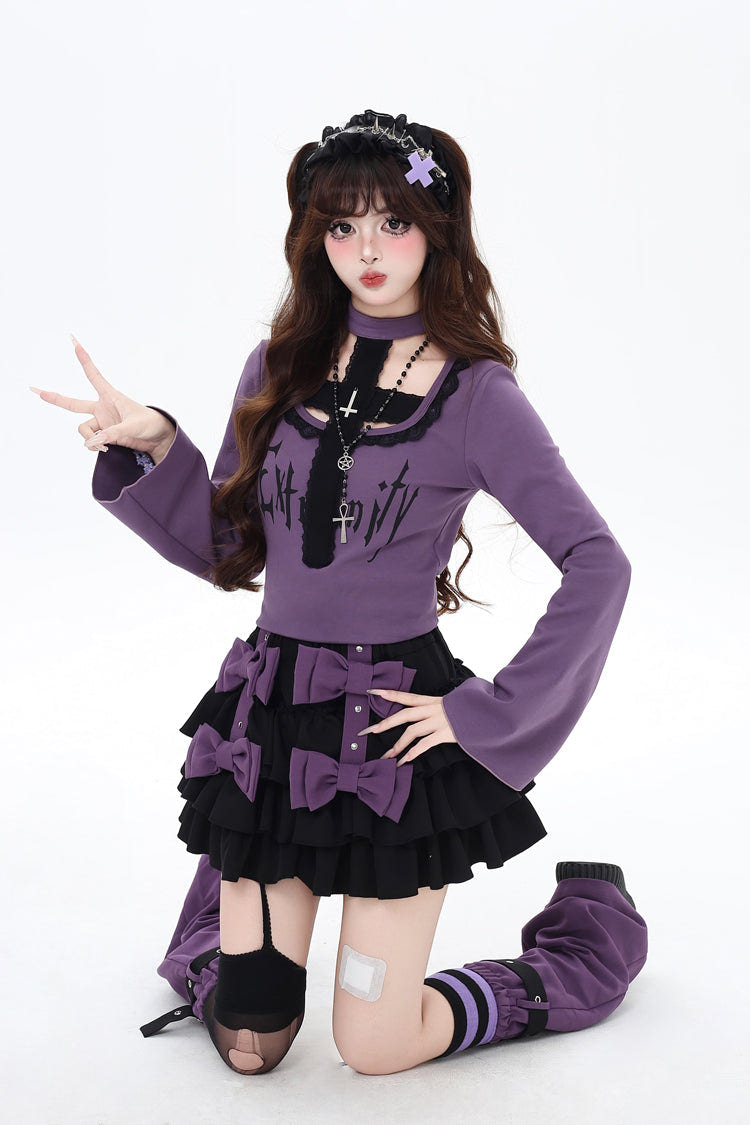 [Kozaya Nana] Triple-Layered Ruffle Bowknot Sweet Japanese Lolita Skirt 2 Colors - Product - 17