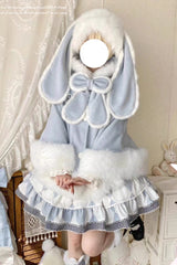 [Woolen Rabbit Ears] Bow Lop-eared Rabbit Sweet Lolita Cloak Coat - Product - 7