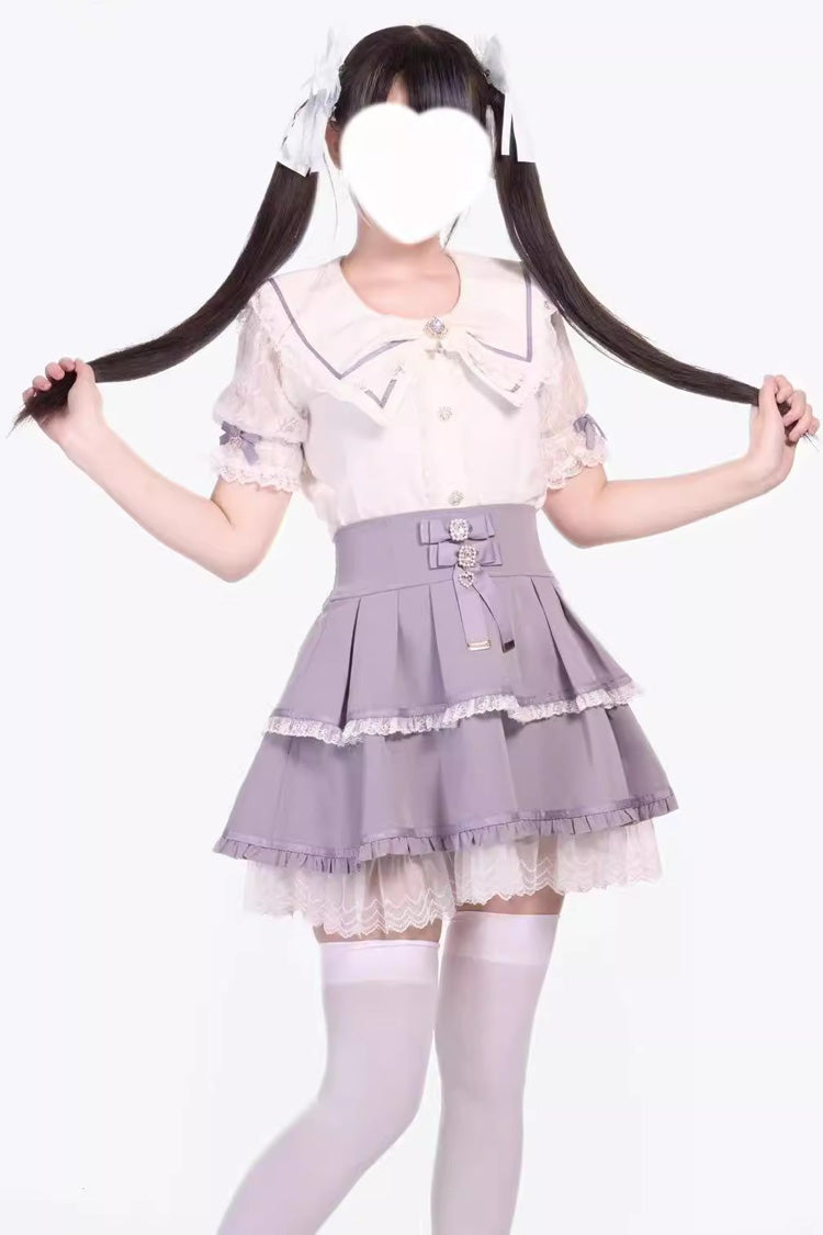 [Fruit Candy] Ruffle Bowknot Lace Sweet Jirai Kei Japanese Skirt 5 Colors - Product - 10
