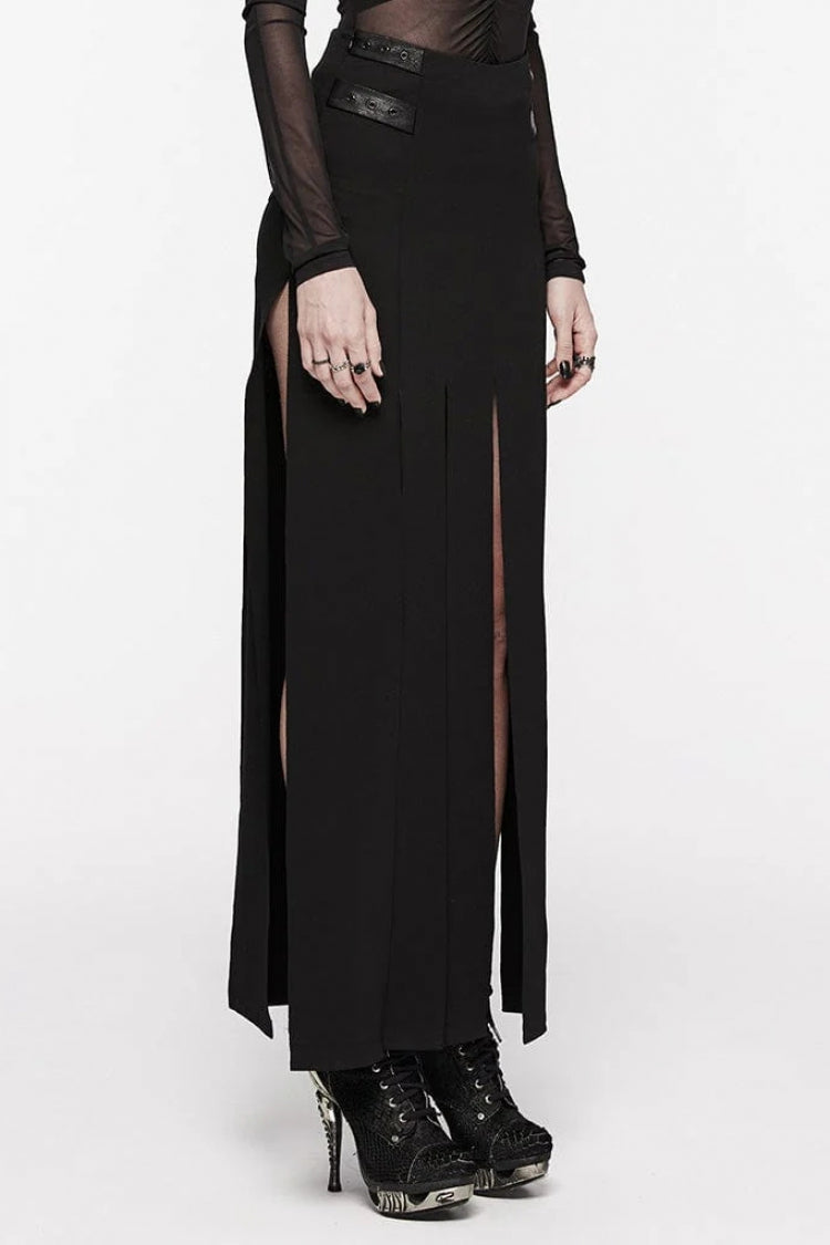 Black Flowing Tassel Women's Punk Skirt - Product - 2