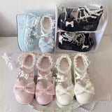 Confession Willingness Height Increasing Print Bowknot Lace Sweet Lolita Shoes 4 Colors - Product - 2