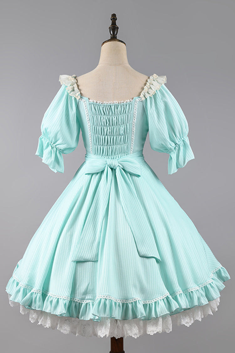 Midsummer Galaxy Solid Color Short Sleeves Ruffle Bowknot Sweet Lolita OP Dress - Product - 11
