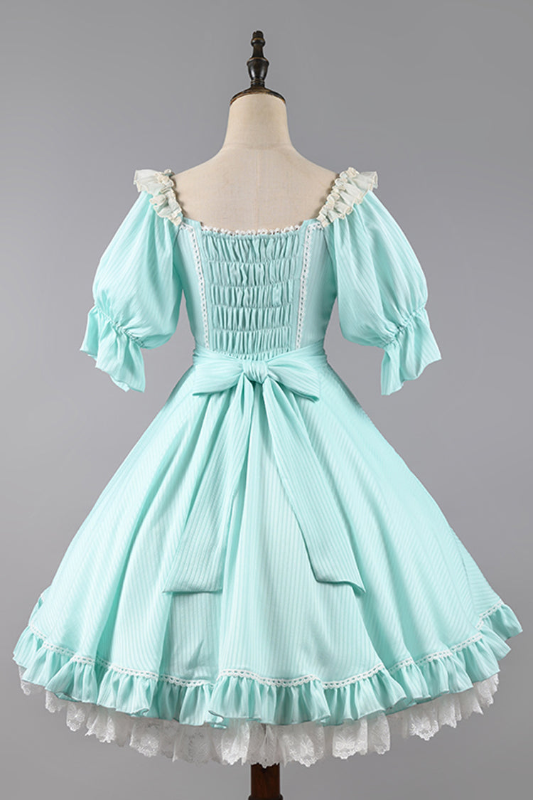 Midsummer Galaxy Solid Color Short Sleeves Ruffle Bowknot Sweet Lolita OP Dress - Product - 11