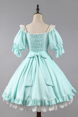 Midsummer Galaxy Solid Color Short Sleeves Ruffle Bowknot Sweet Lolita OP Dress - Product - 11