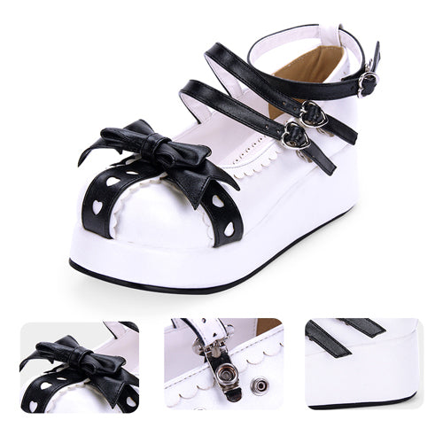 Round toe Lace Bowknot Sweet Lolita Shoes - Product - 5