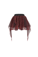 Red Bright Mesh Metal Buckle Decoration Playful And Cute Tutu Short Women's Punk Skirt - Product - 7