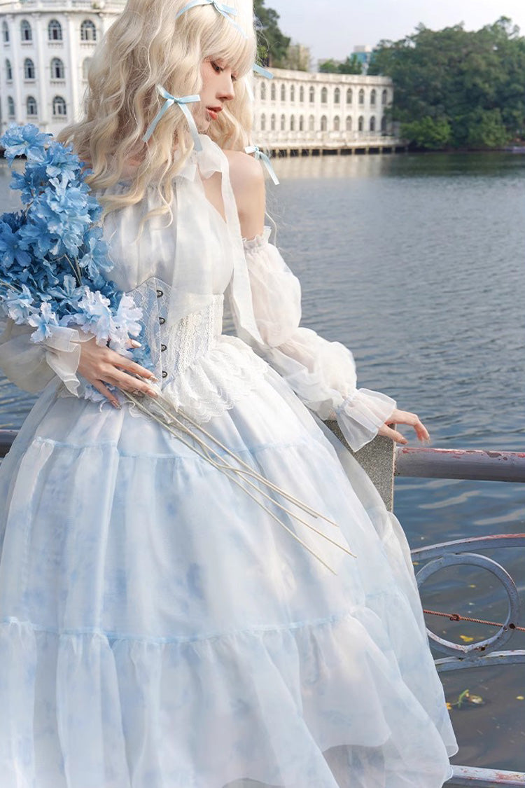 Glacier Blue Bubble Love Hanayome Tie-dyed Sweet Elegant Lolita Dress - Product - 8