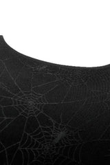 Black Long Sleeves Lace-Up Spiderweb Women's Gothic Elegant Witch Long Dress - Product - 15