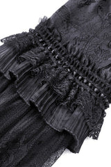 Black Square Collar Long Hime Sleeves Embroidered Lace Spliced Women's Gothic Maxi Wedding Dress - Product - 21