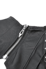 Black Cut-Out Asymmetric Buckled Zippered Women's Punk Cape - Product - 12