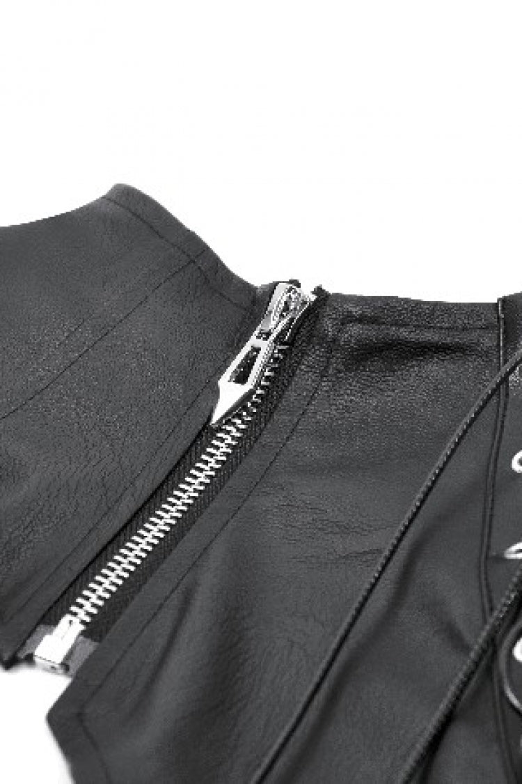 Black Cut-Out Asymmetric Buckled Zippered Women's Punk Cape - Product - 12