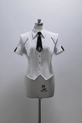 White Handsome Short Sleeves Ouji Lolita Fashion Blouse - Product - 2