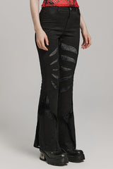 Spiderweb Claw Print Mesh Women's Gothic Flared Pants 2 Colors - Product - 2