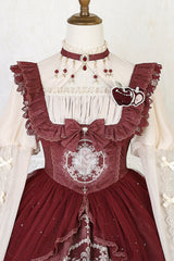 Red Bunny Tea Party Print Ruffle Bowknot Sweet Lolita Jsk Dress - Product - 12