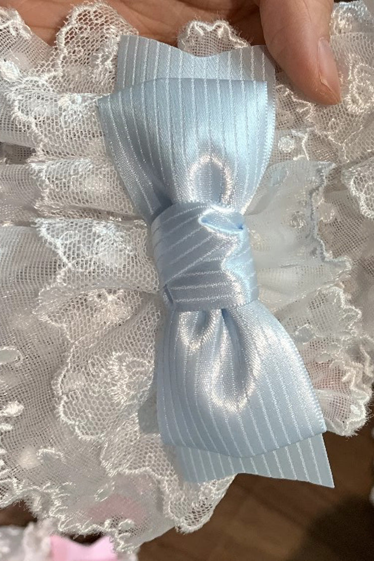 Multi-Color Strawberry Angel Cherry Blossom Tree Bowknot Lace Sweet Lolita Hand Sleeves 9 Colors - Blue - 6