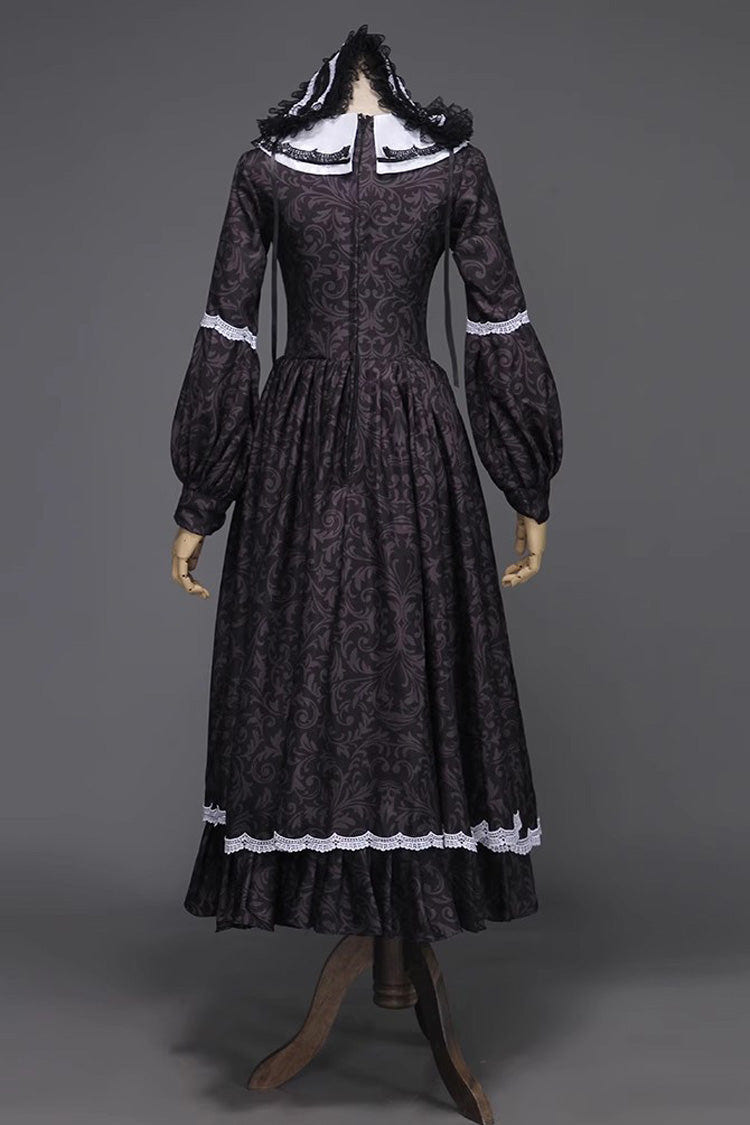 Black Maid Long Sleeves Ruffle Bowknot Sweet Lolita Dress - Product - 4