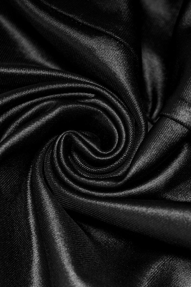 Black Floral Hollow Slim Faux Leather Women's Gothic Leggings - Product - 6