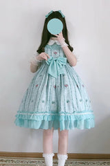 Flower Wall Print Ruffle Bowknot Sweet Lolita Dress 2 Colors - Product - 2