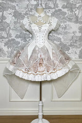 The Mystery Of The Doll Print Ruffle Bowknot Gothic Lolita Skirt Dress 2 Colors - Product - 10