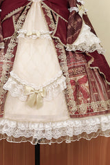 Red Baroque Palace Print Lace Classic Princess Lolita Dress - Product - 16