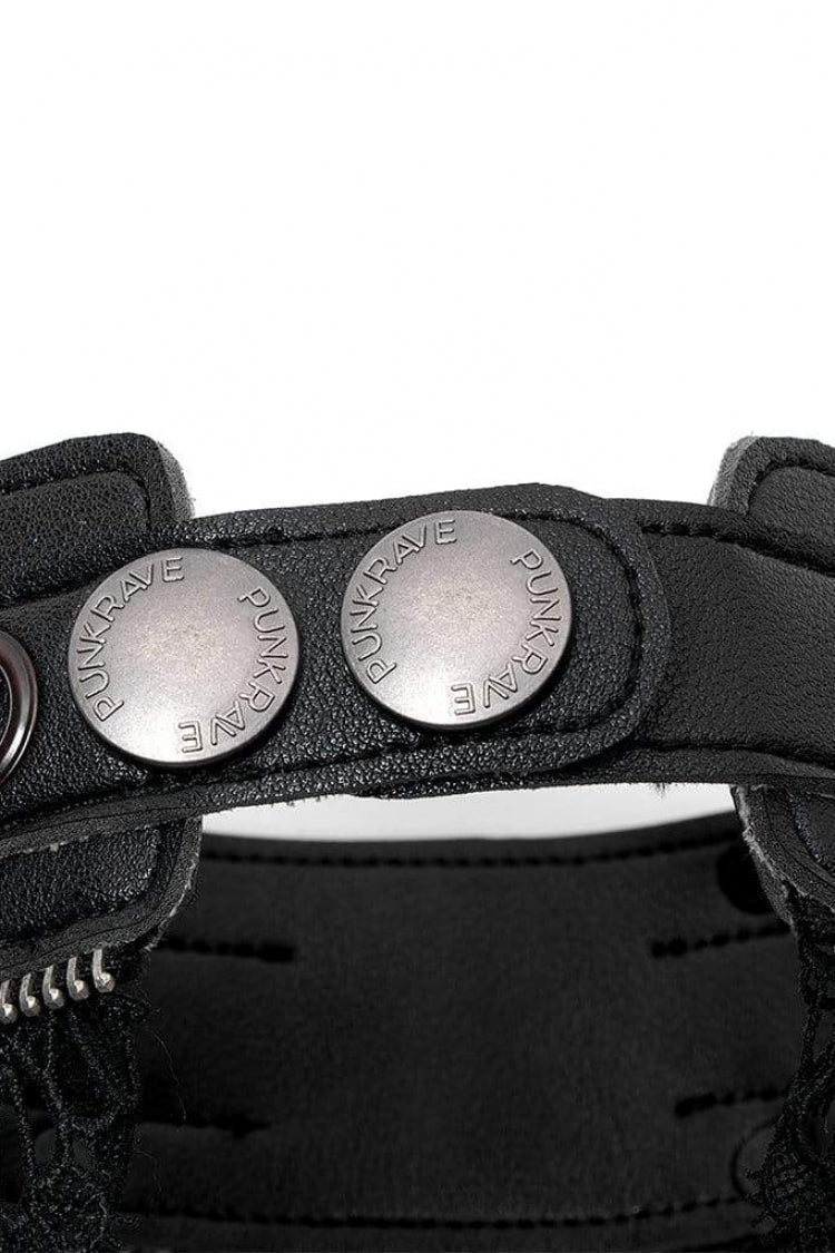 Black Leather Metal Rivets Lace Women's Gothic Chocker - Product - 8